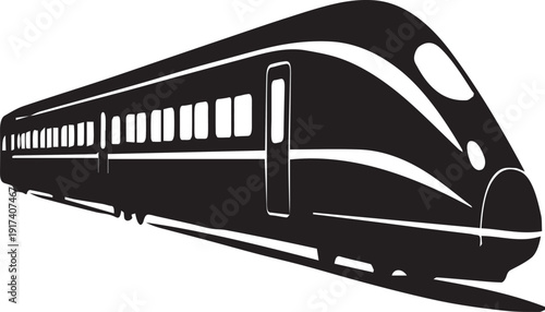 Train on a white background representing railway transport and travel