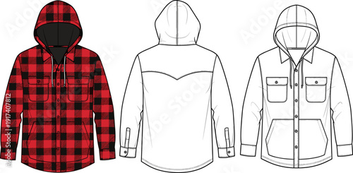 Women's Double Breasted Trench Coat Vector Illustration, Long Overcoat Technical Flat Sketch