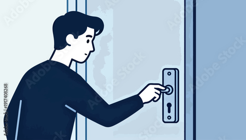 Person reaching to turn a door handle