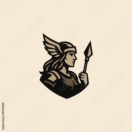 Modern Valkyrie Goddess Logo