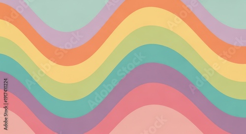 Soft pastel colored wavy lines abstract pattern background
