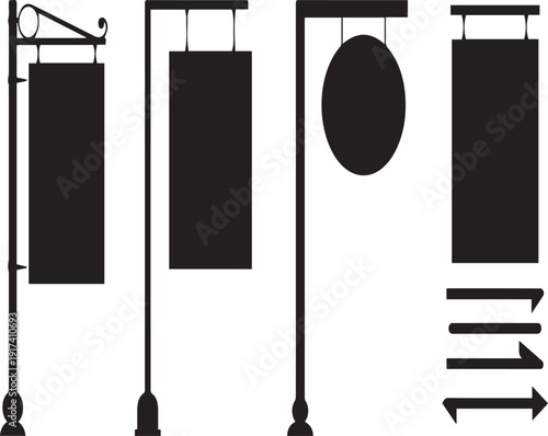 Black silhouette vector illustration of a car shaped like  empty advertising billboard display