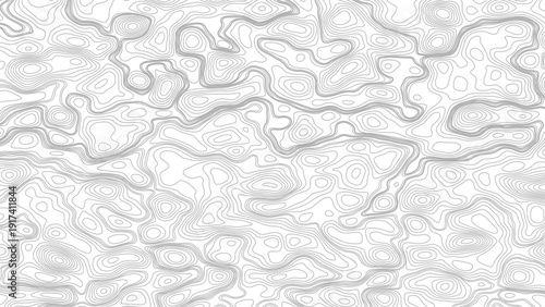 Topographic map contours in hilly or mountainous terrain. Vector art design.