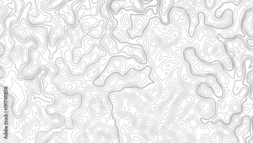 Topographic map contours in hilly or mountainous terrain. Vector art design.