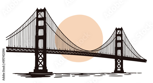 Golden Gate Bridge stands tall with sunset behind it