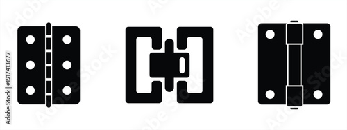 Door hinge set icon isolated on white background. Vector illustration.