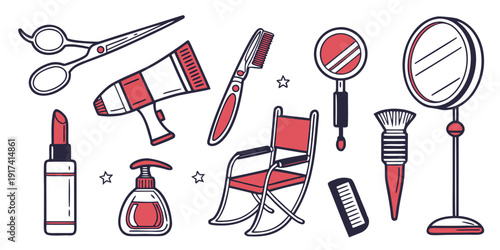 A variety of sewing tools and accessories neatly arranged on a white background