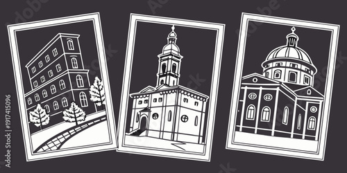 Three distinct architectural buildings showcasing unique designs and structures