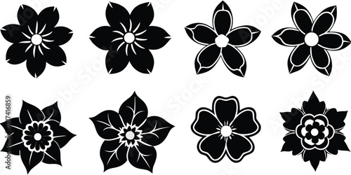 Black floral mandala set seamless pattern vector