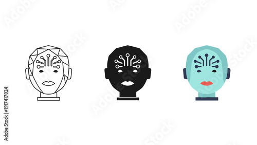 Three diverse cartoon heads with headphones on Vector