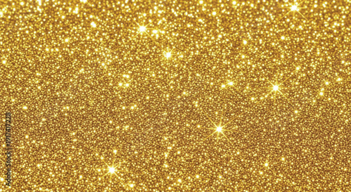 Shimmering gold glitter texture fills the image, with countless sparkling points of light creating a vibrant, luxurious, and celebratory atmosphere.