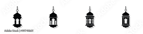 These icons fall under the Flat Vector Silhouette and Pictogram categories. Specifically, they are Cultural/Religious Symbols designed with a minimalist aesthetic