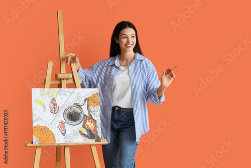 Young woman with brush and ...