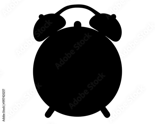 Classic alarm clock silhouette icon on white background Vector