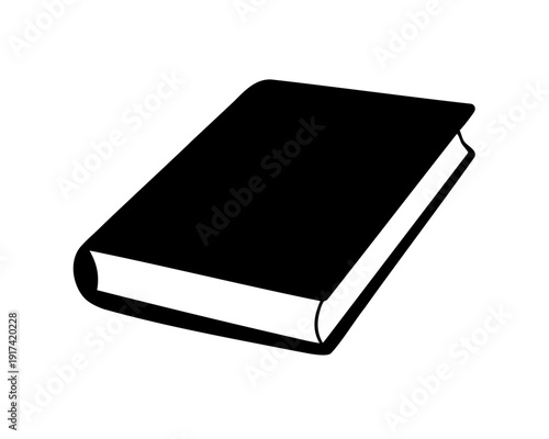 Solid black book icon with a white spine and page edges Vector