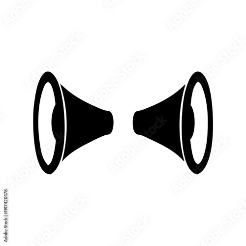 Two black megaphone icons facing each other, symbolizing dialogue Vector