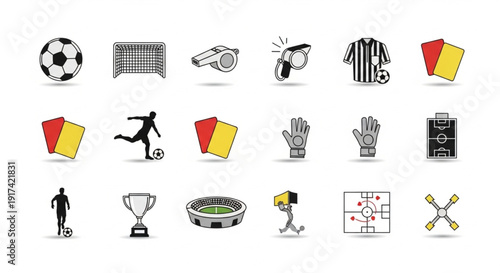 Soccer Essentials Icon Set – Flat Design Football Elements