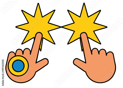 Hands selecting stars with a click Vector