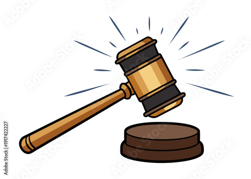 Judge's gavel striking sound effect Vector
