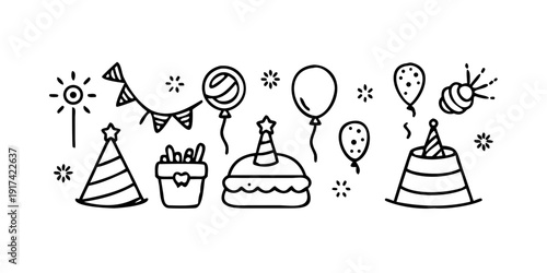 A delightful assortment of birthday party decorations and treats