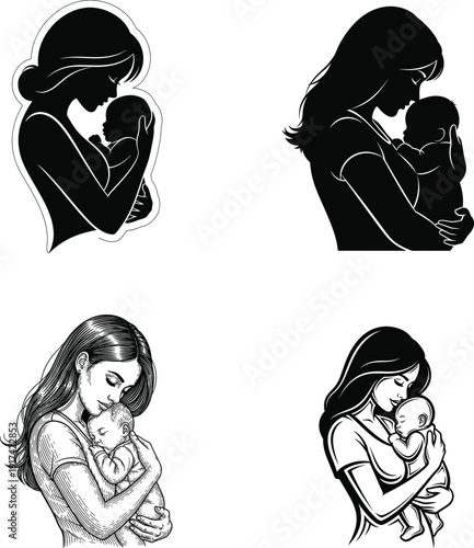 Heartwarming mother's day illustrations of love and affection