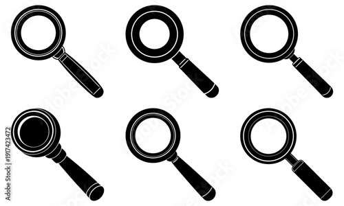 Set of magnifying glasses for investigation and research