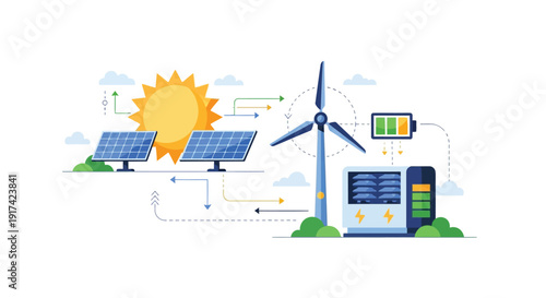 Renewable Energy and Smart Power Grid Illustration