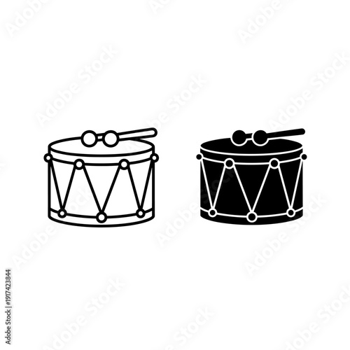 Two snare drums with drumsticks on a white background Vector