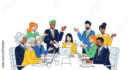 Diverse Business Team Presentation Illustration