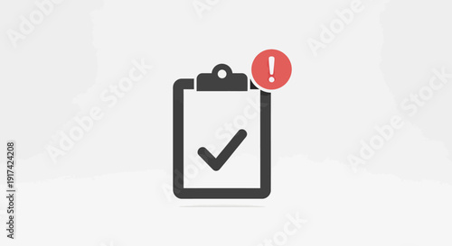 Clipboard with Checkmark and Alert Symbol.