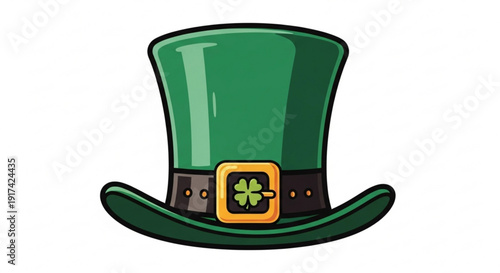 Green top hat with gold buckle and shamrock for st patrick's day celebrations and irish heritage
