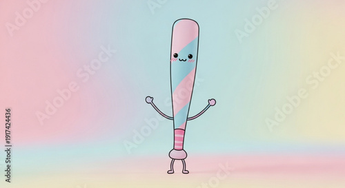 Happy Bandage Character Standing on Pastel Background