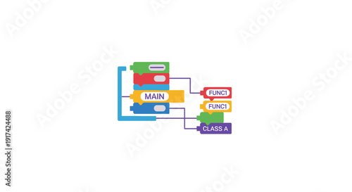 Colorful diagram with various blocks connected.