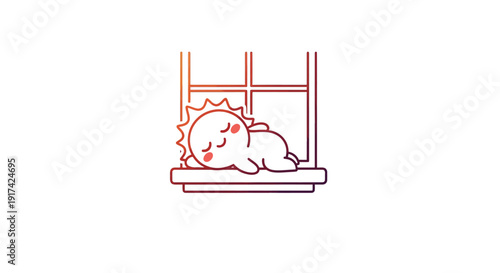 Adorable Cartoon Cat Sleeping Peacefully.