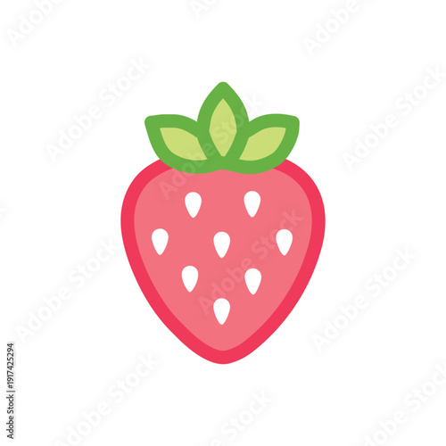 Strawberry Fruit Flat Icon Fresh Red Vector
