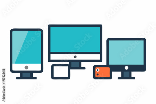 Modern technology devices displaying various screen sizes Vector
