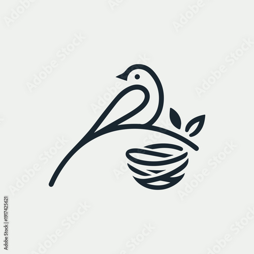 Nest and Bird On A Branch Logo