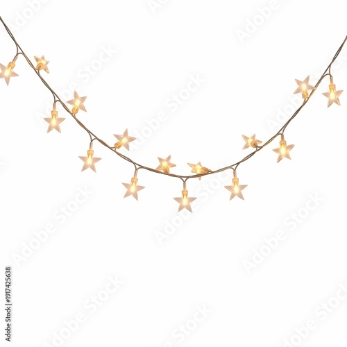 Star Shaped String Lights Festive Decoration Warm White Glow Isolated On White