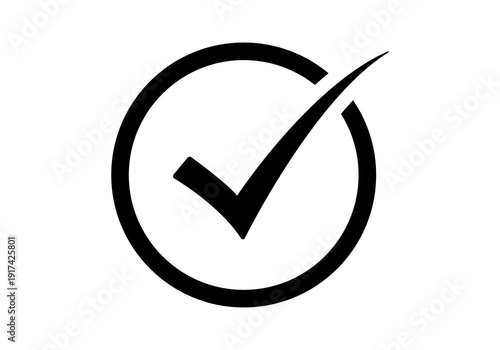 Foto PNG black checkmark inside a circular outline on transparent background symbolizing approval, confirmation, or success for use in UI, business presentations, apps, and quality assurance concepts