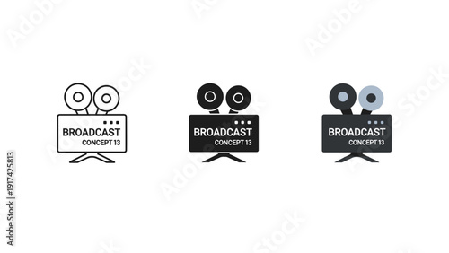 Three broadcast sketches on a white background Vector