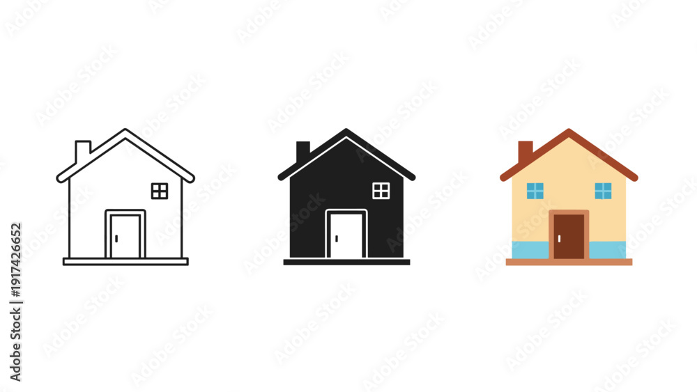 Fototapeta premium Three houses with different colors and designs Vector