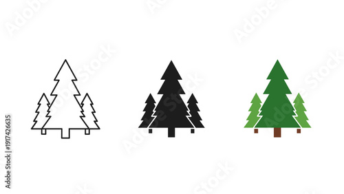 set of christmas trees