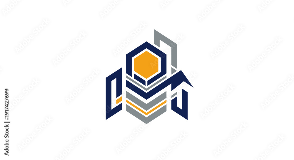 Obraz premium Abstract Hexagonal Data Storage and Technology Logo Design.