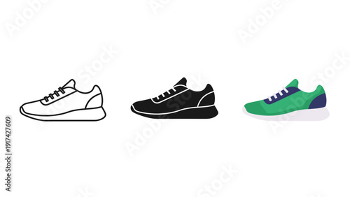 green sneakers isolated on white background