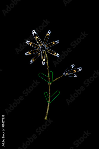 Still life creativity using safety pins and paper clips

