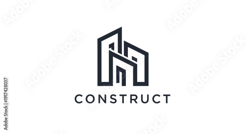 Minimalist Line Art Building Logo for Construction Business.