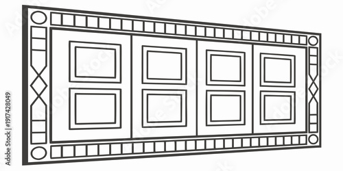 A detailed illustration of a vintage television set with a rectangular screen and knobs.