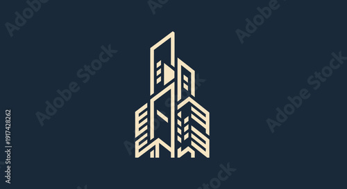 Modern Minimalist Skyscraper Building Logo Design.
