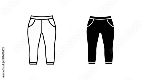 A drawing of two pairs of pants side by side Vector