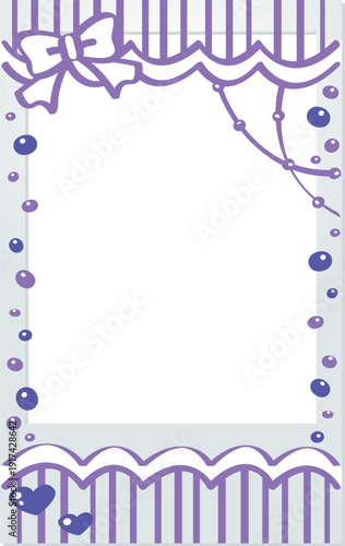 A Polaroid photo with a purple doodle and a cute frame decoration. It's decorative material.